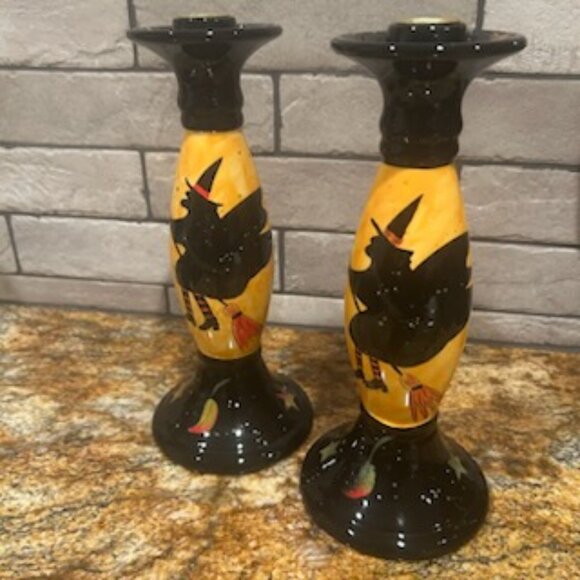 NWT 2 Vintage Susan Winget Halloween Witch Candle Holders Candlestick Holder - Picture 6 of 12